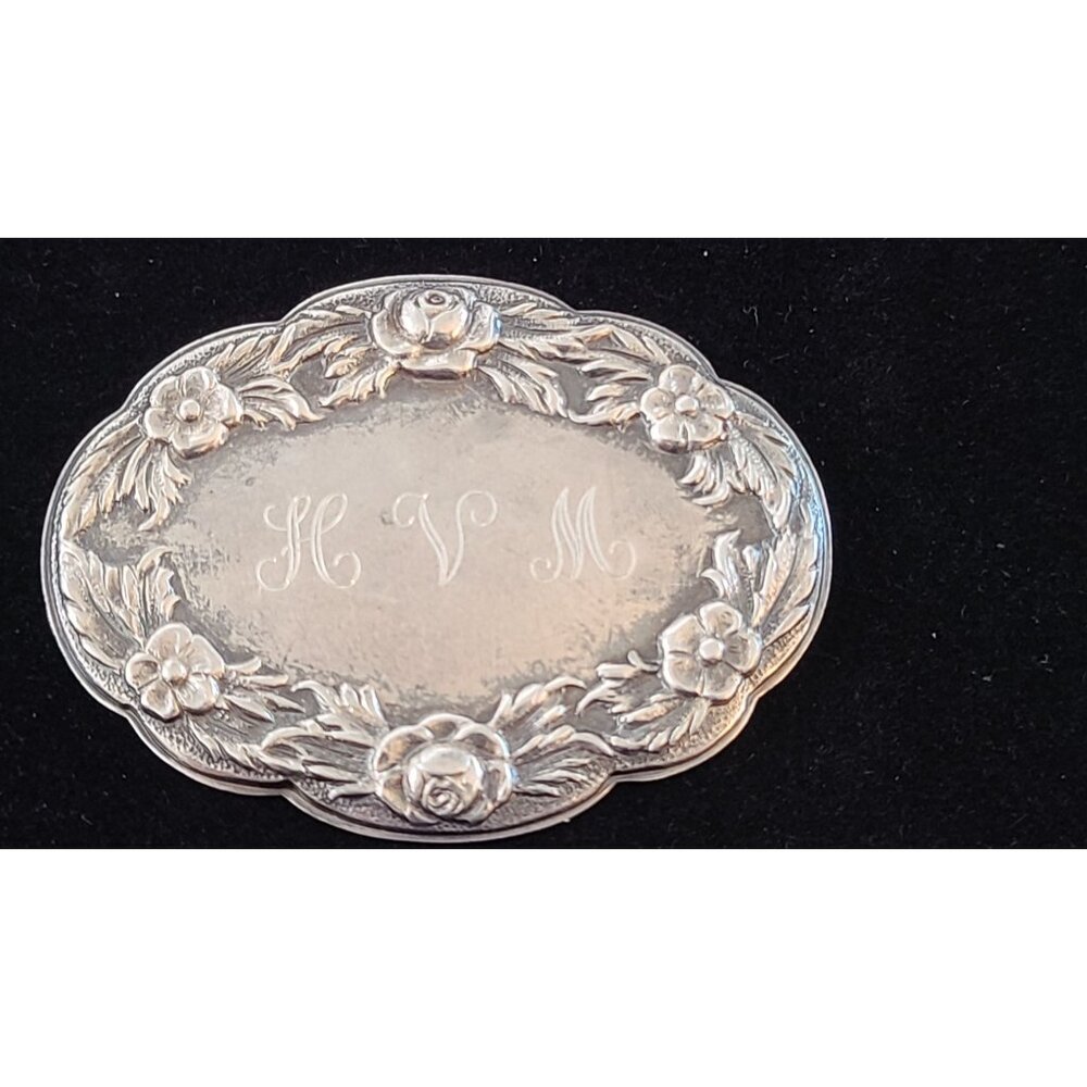 Antique S. Kirk & Son Sterling Silver Brooch Intricate repoussé Floral Design
